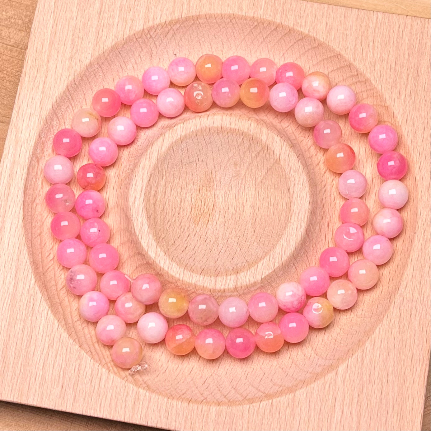 Peach chalcedony(dyed) bead strand 6mm 1pc