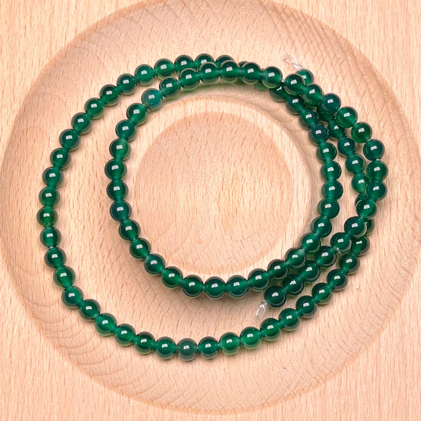 Green agate bead strand 4mm 1pc