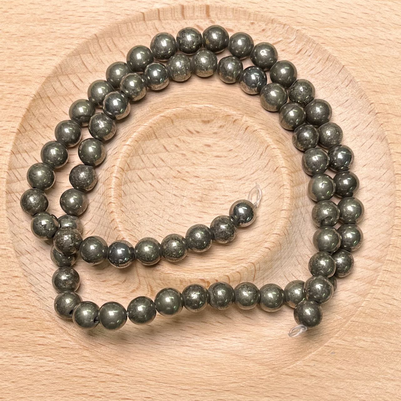 Pyrite bead strand 6mm 1pc