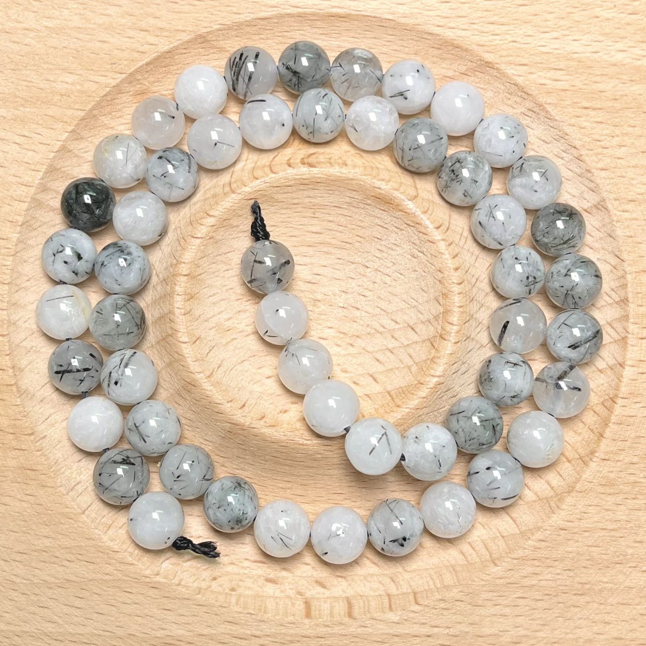 Black Rutile bead strand 7mm 1pc