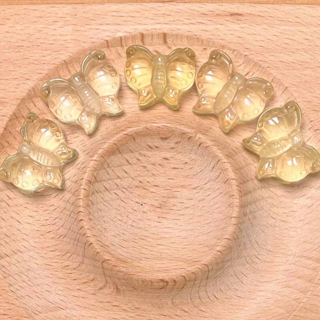 Lemon Citrine butterfly charm bead 14-16mm 5pcs