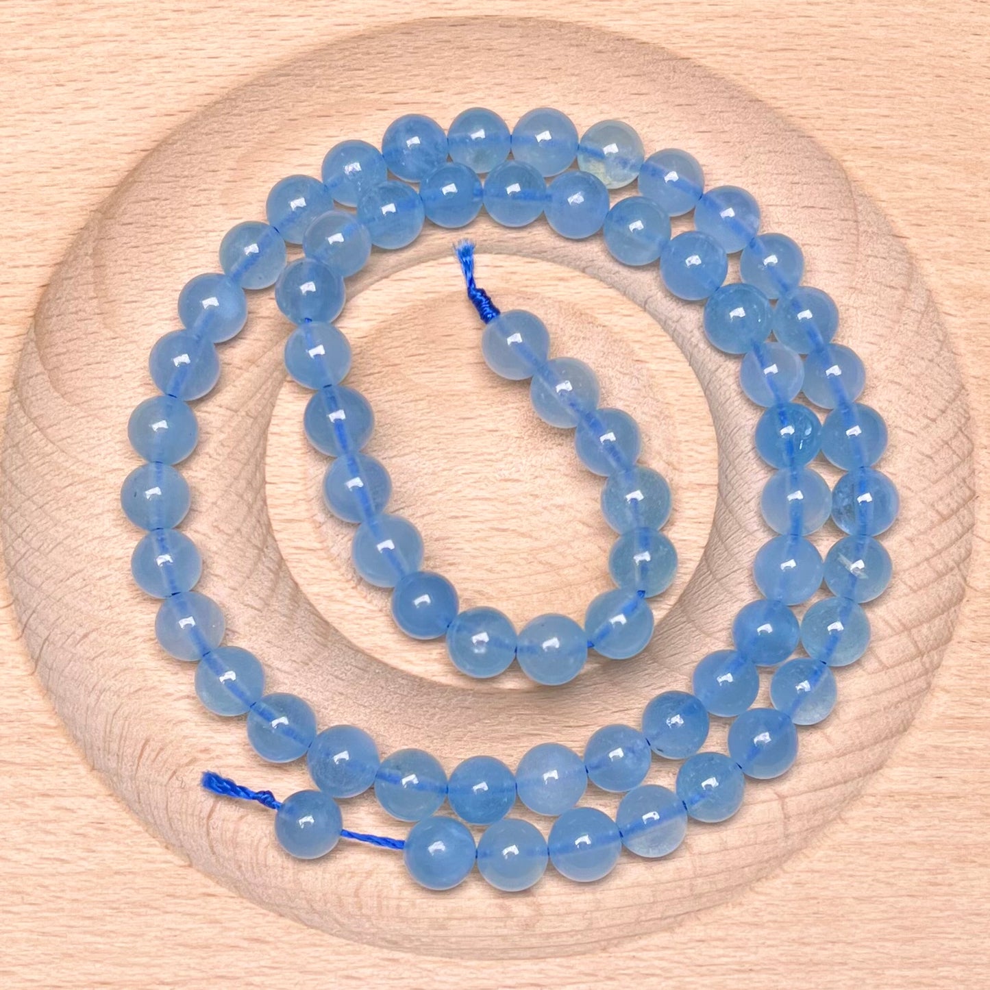 Aquamarine bead strand 6mm 1pc