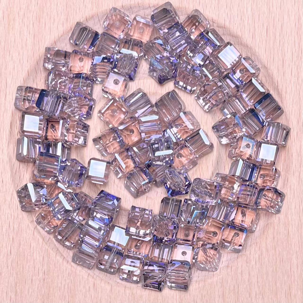 DIY Glass sugar cube accessories 100pcs beads