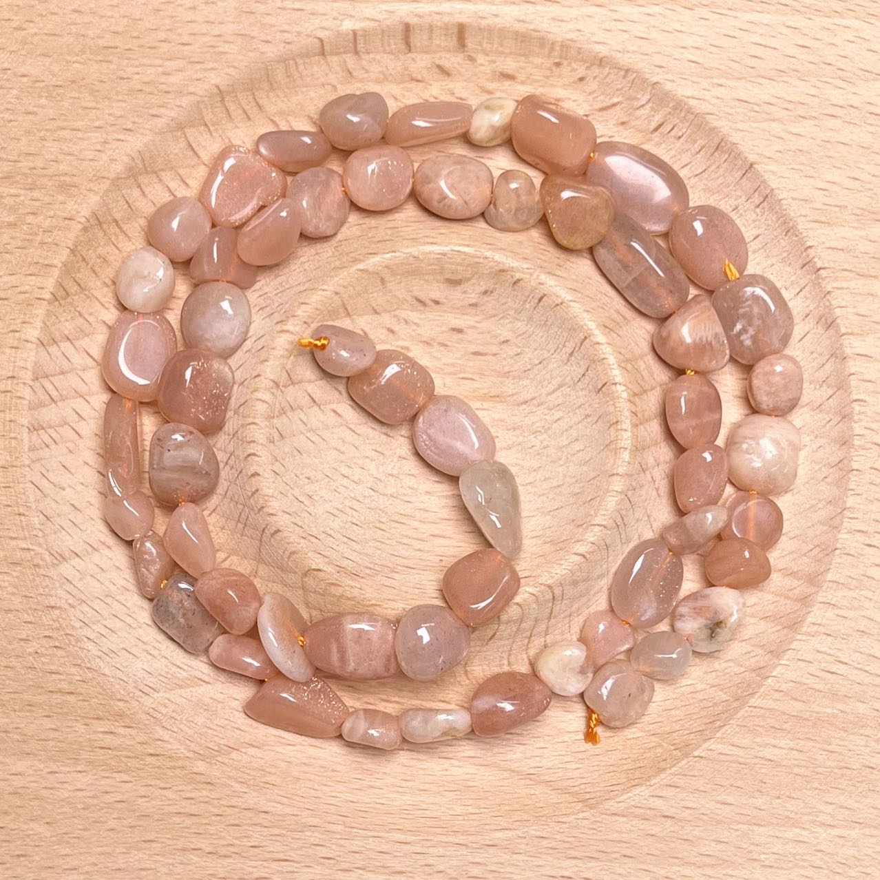 Peach moonstone Freeform bead strand 3-9mm