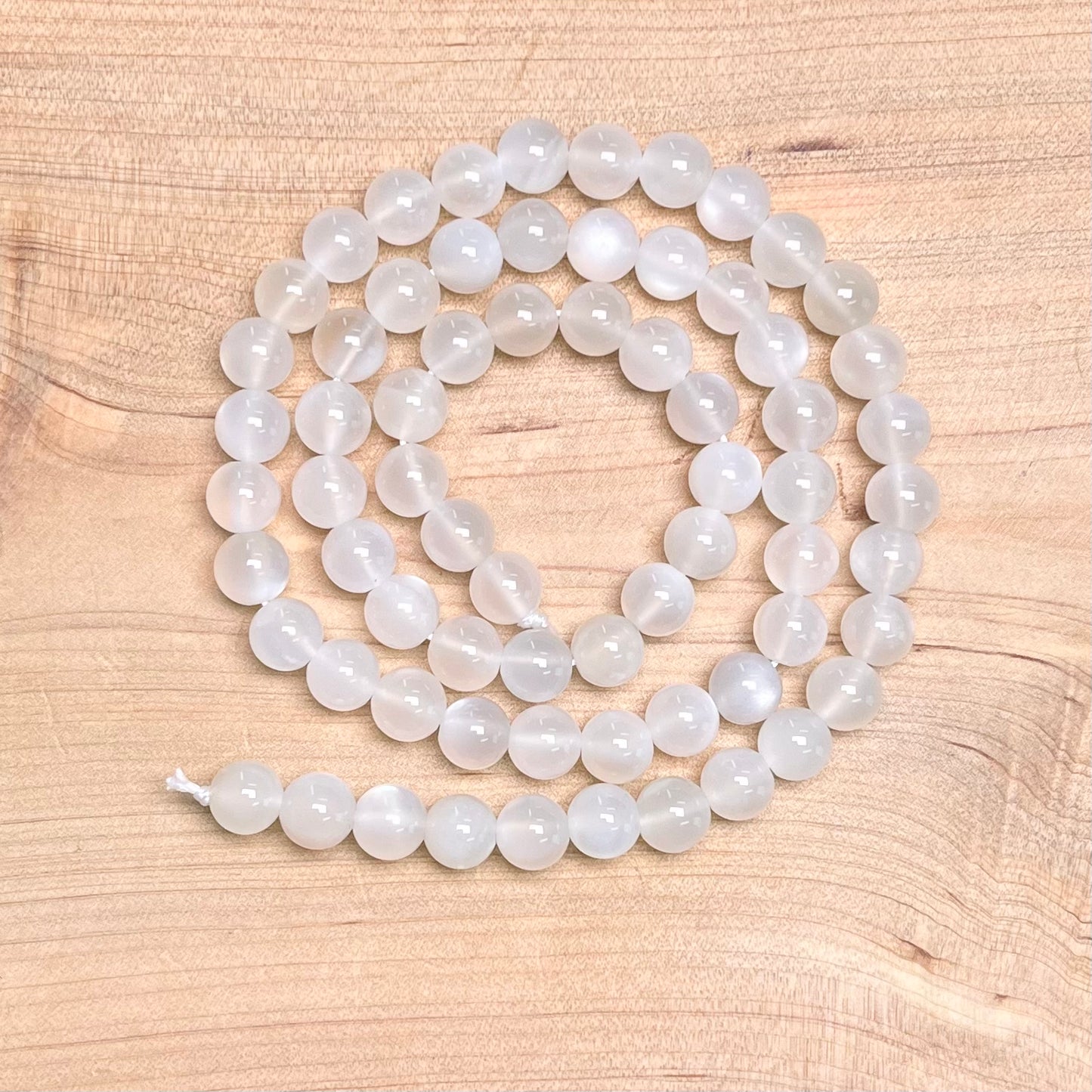 White moonstone bead strand 5mm