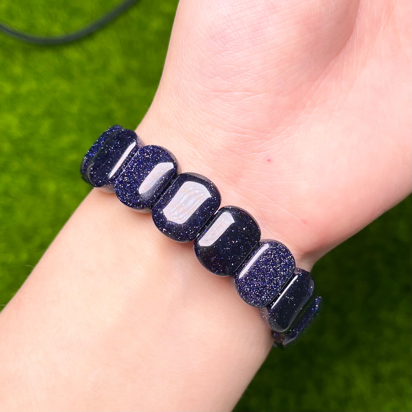 Manmade Blue sandstone flat bracelet