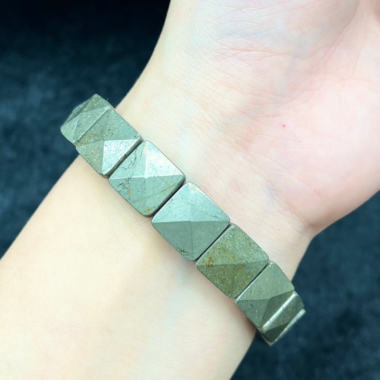 Pyrite Square Facets flat bracelet