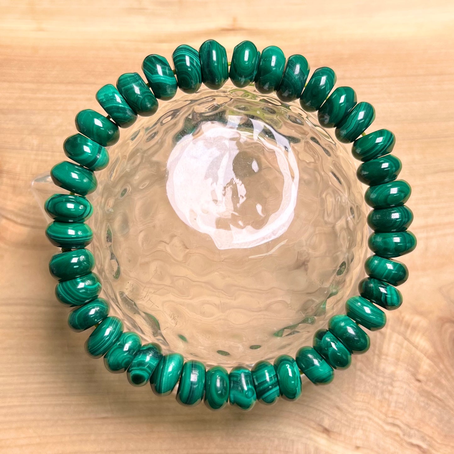 Malachite Disk bead bracelet 5-8mm