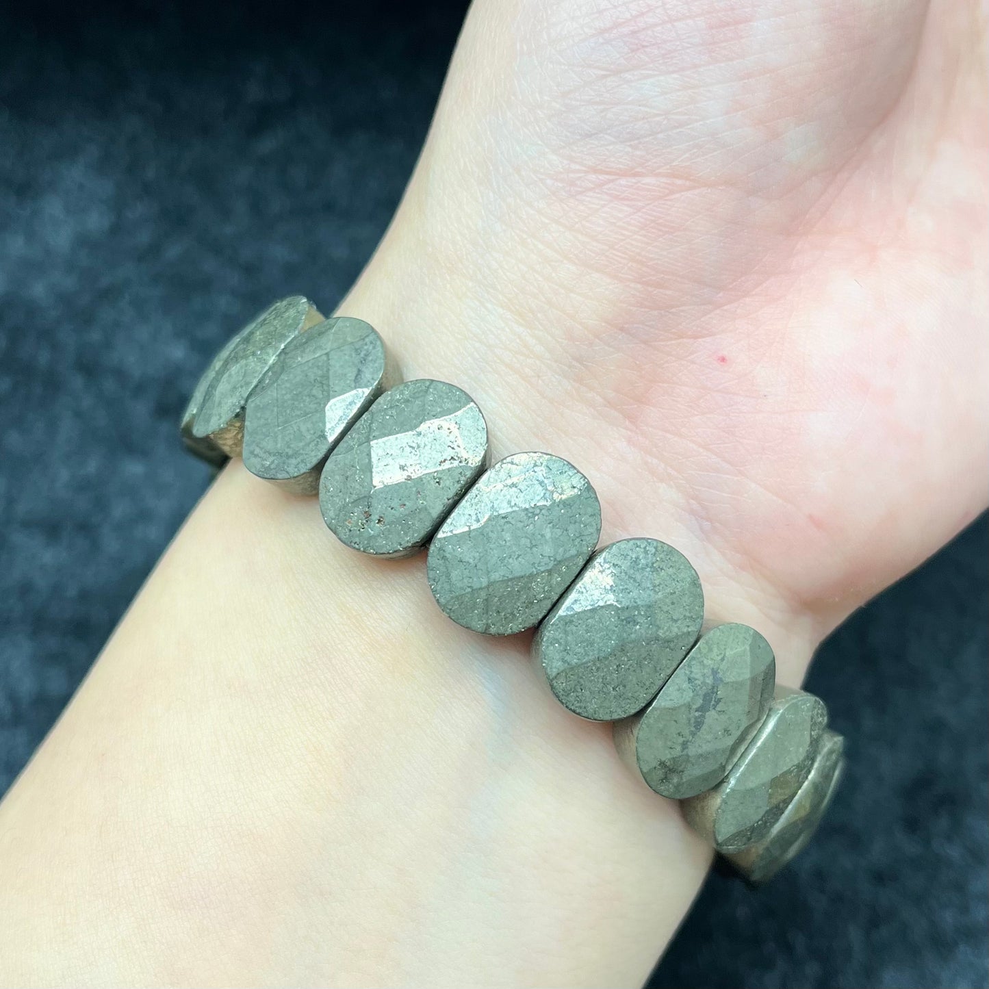 Pyrite Oval Facets flat bracelet