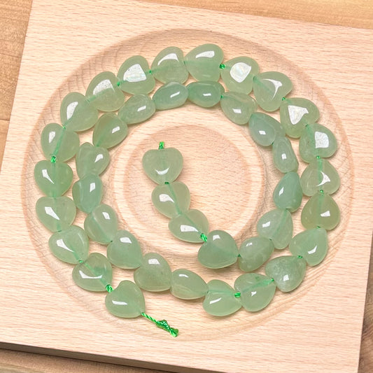 Green Aventurine Heart carving strand 10mm