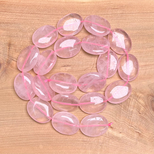 Rose Quartz Conformal disc bead strand 15mm