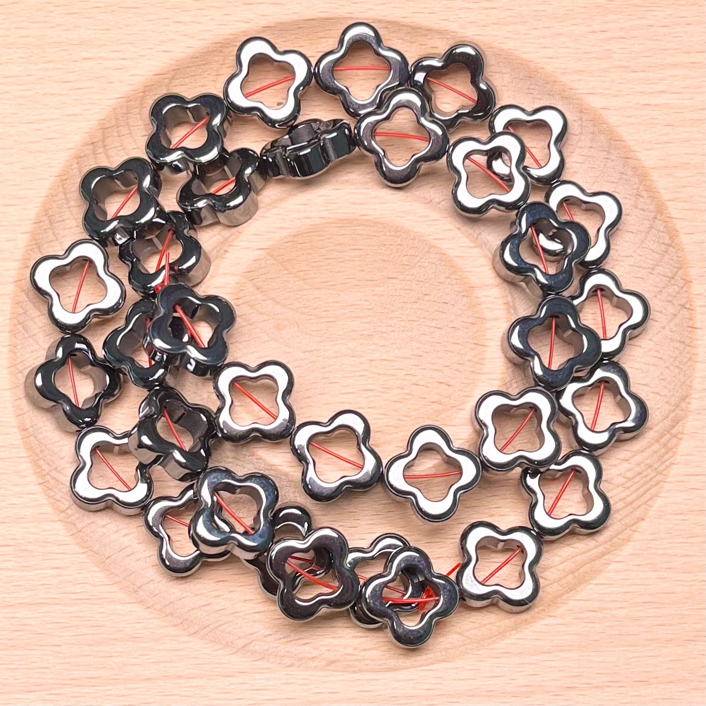 Hematite 4mm beads frame strand