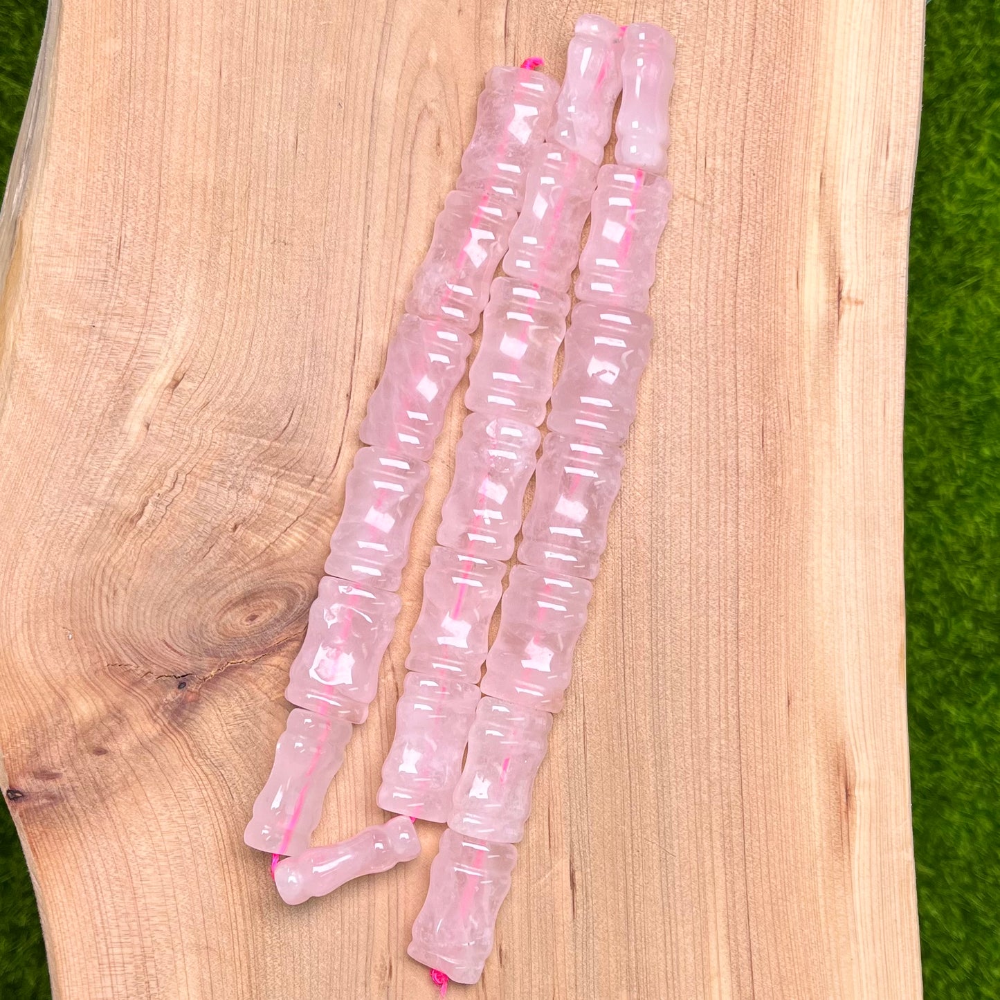 Rose Quartz bamboo joint strand 11*18mm