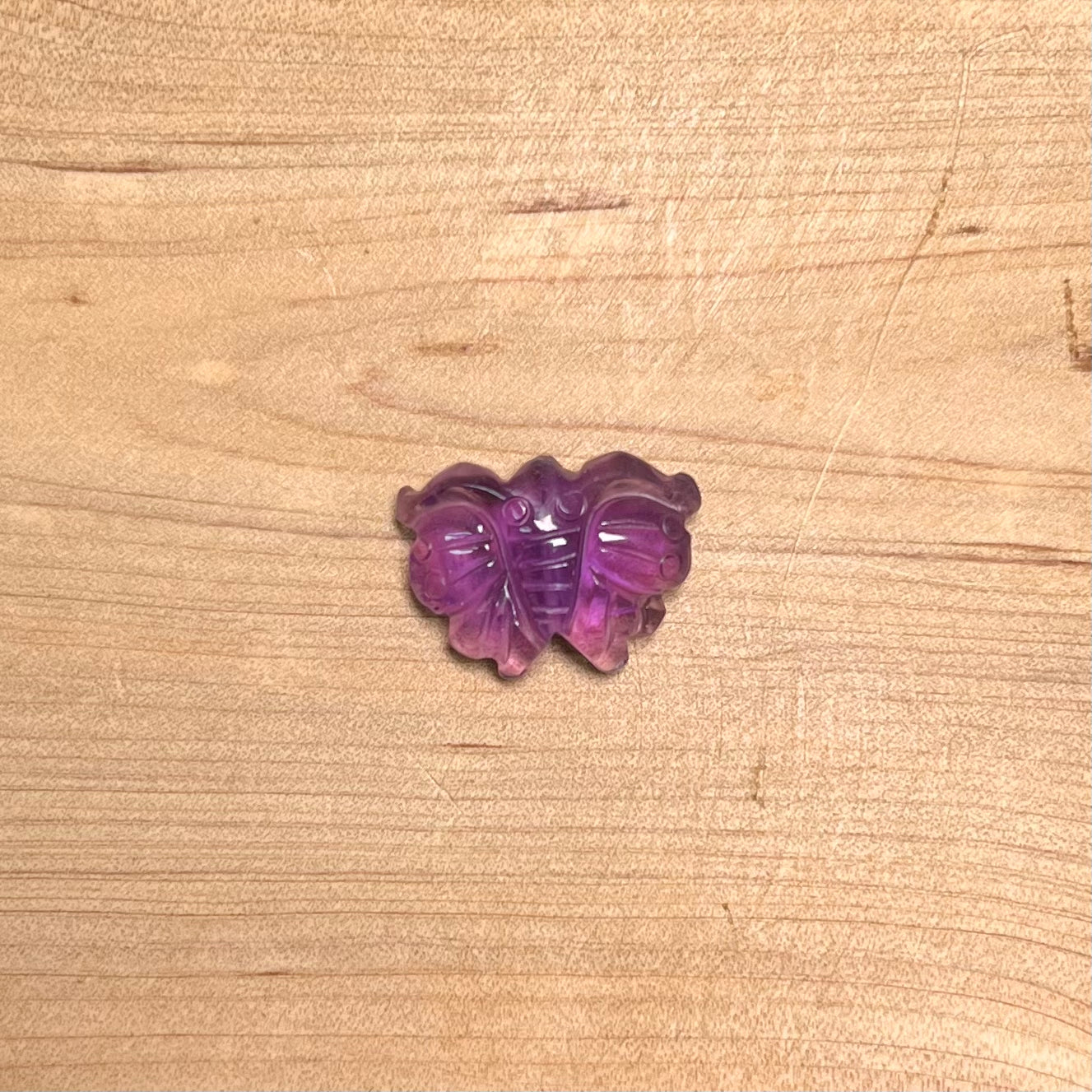 Amethyst butterfly carving charm bead