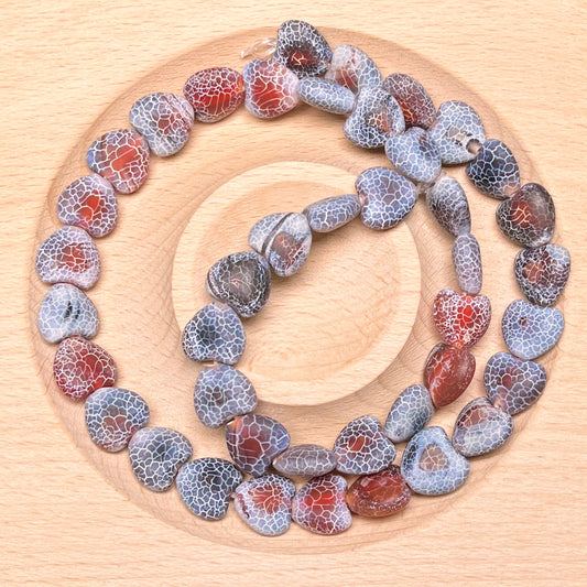 Weathering agate heart carving bead strand（DYED）9mm